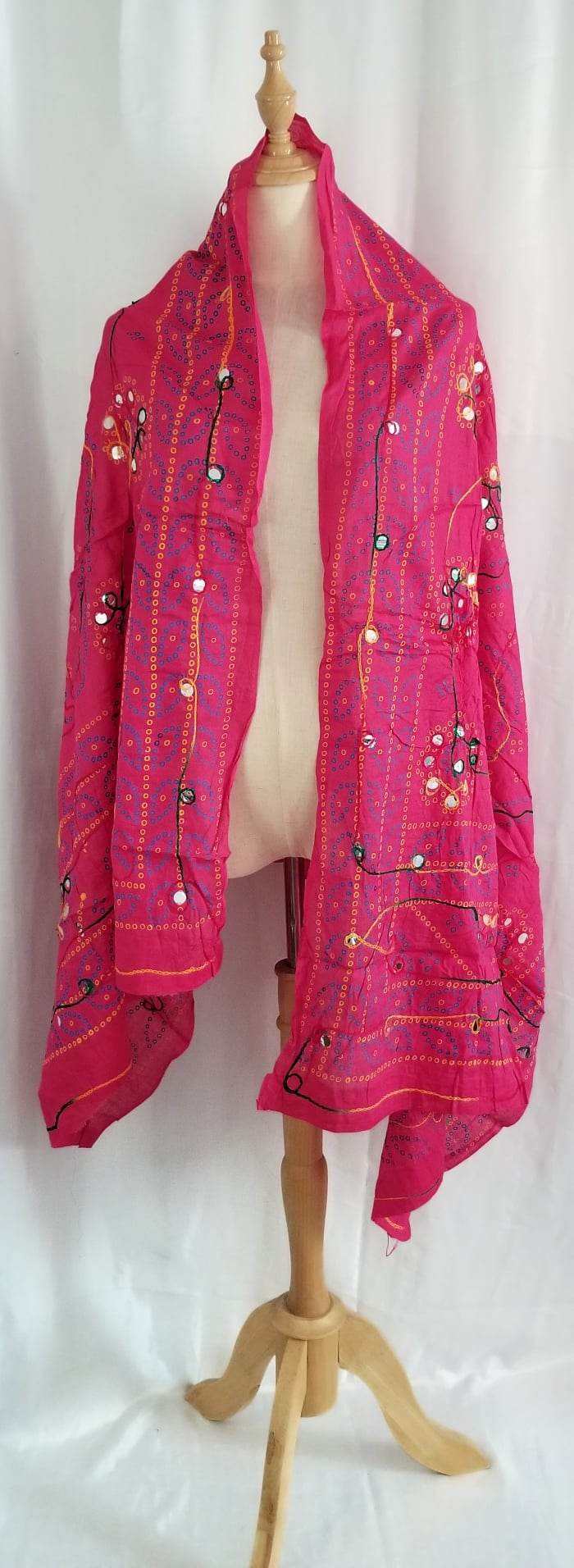 Dupatta for Women for Kurtha Or Kurthi Women's Pakistani Style Embroidered Dupatta in Green Blue And Red Color