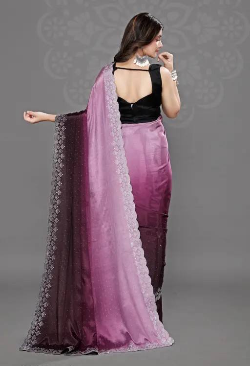 Latest Chinnon Peding saree with beautiful work with blouse Two tone saree | Trendy Party & Festive Wear | Traditional Ethnic Fashion | Buy Online