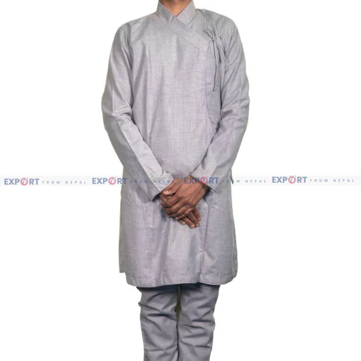 Textured Cotton Full Sleeves Daura Suruwal and No Waistcoat Set For Men | Fashion Traditional Wear Daura Suruwal and Waistcoat Set For Men