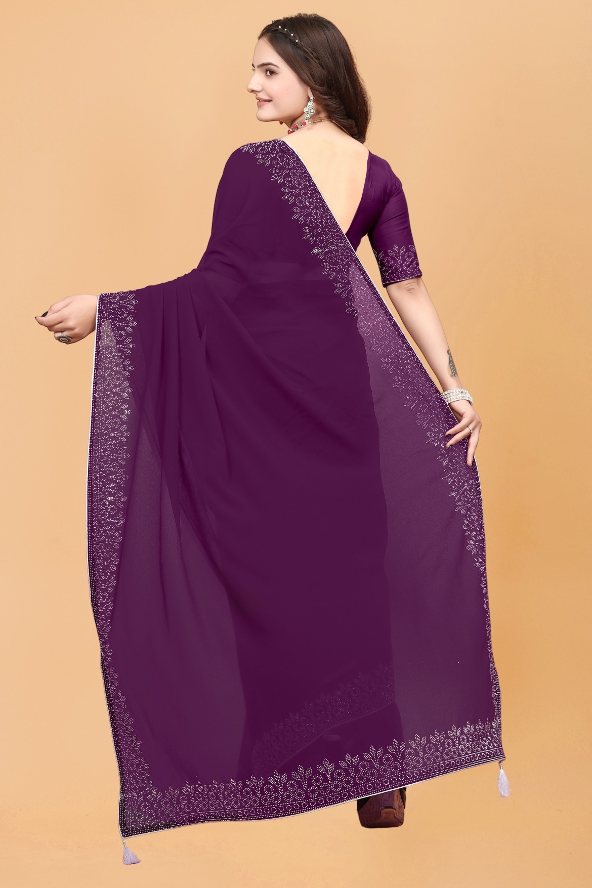 Embellished Bollywood Georgette Saree For Women