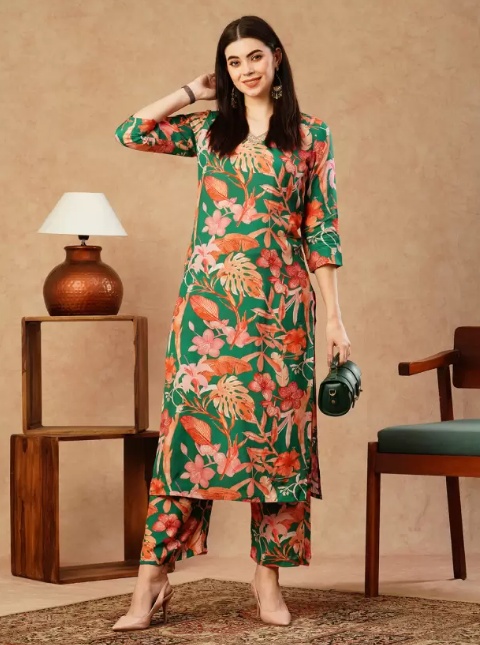 Women's Cotton Rayon Kurta Palazzo Set Long Rayon Kurta And Palazzo Pants Women's Ethnic Indian Wear