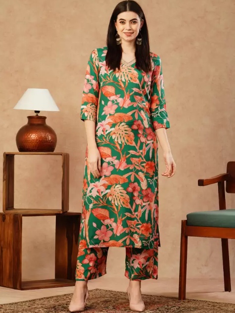 Women's Cotton Rayon Kurta Palazzo Set Long Rayon Kurta And Palazzo Pants Women's Ethnic Indian Wear