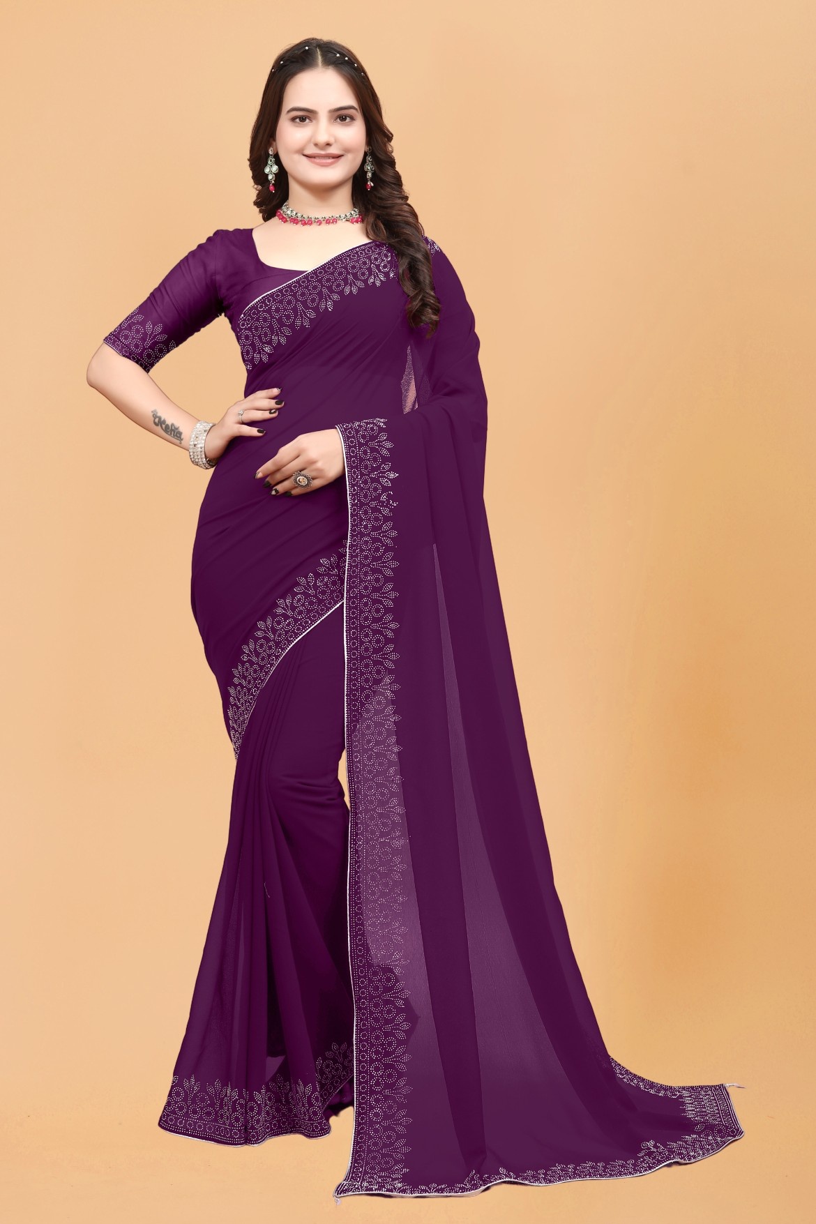 Embellished Bollywood Georgette Saree For Women
