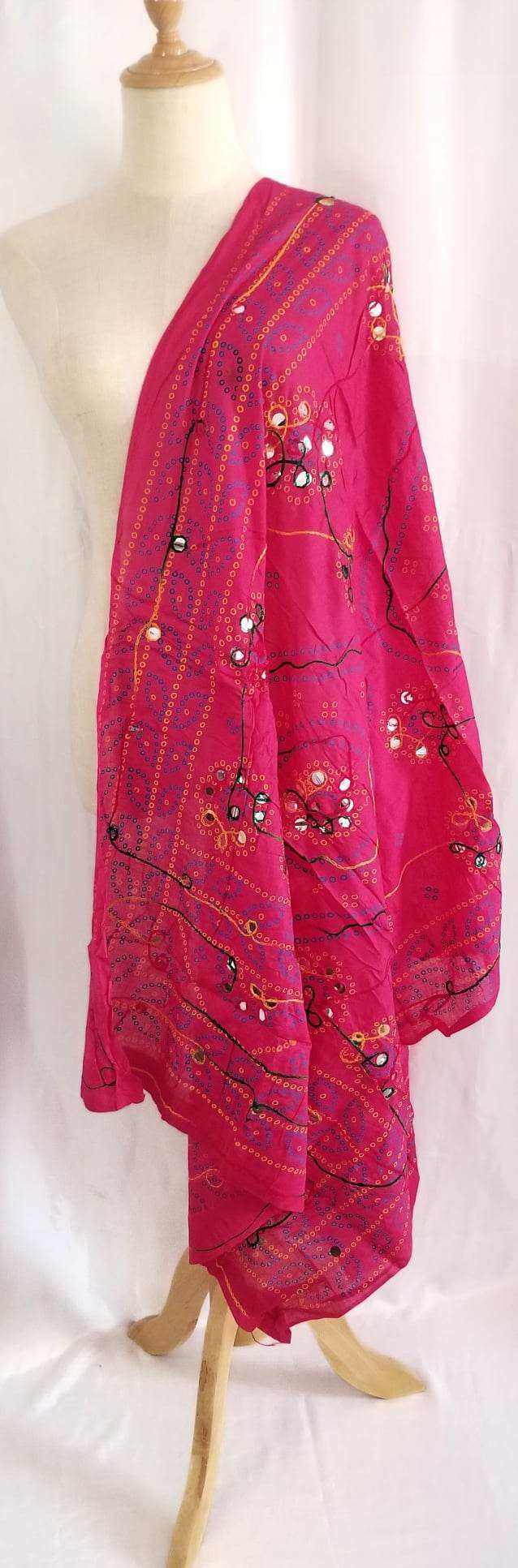 Dupatta for Women for Kurtha Or Kurthi Women's Pakistani Style Embroidered Dupatta in Green Blue And Red Color